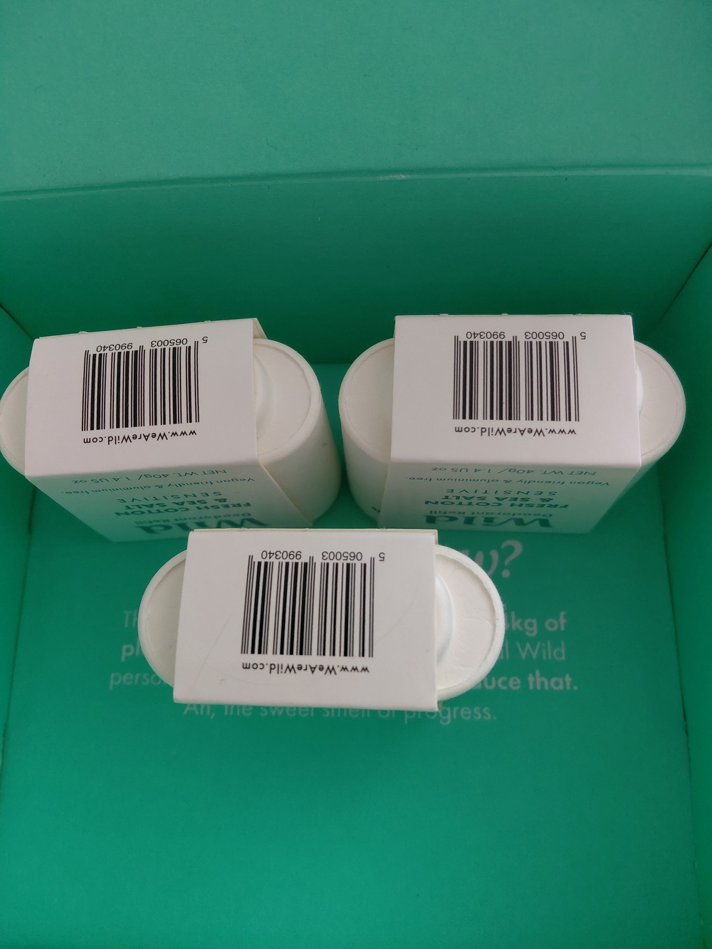 BNIB Fresh Cotton & Sea Salt Sensitive Wild Deodorant 3 Refill Pack - Picture 3 of 3